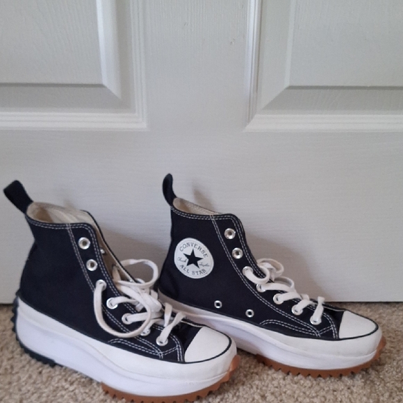 Converse Black and White High-Top Platform Sneakers - Picture 2 of 4